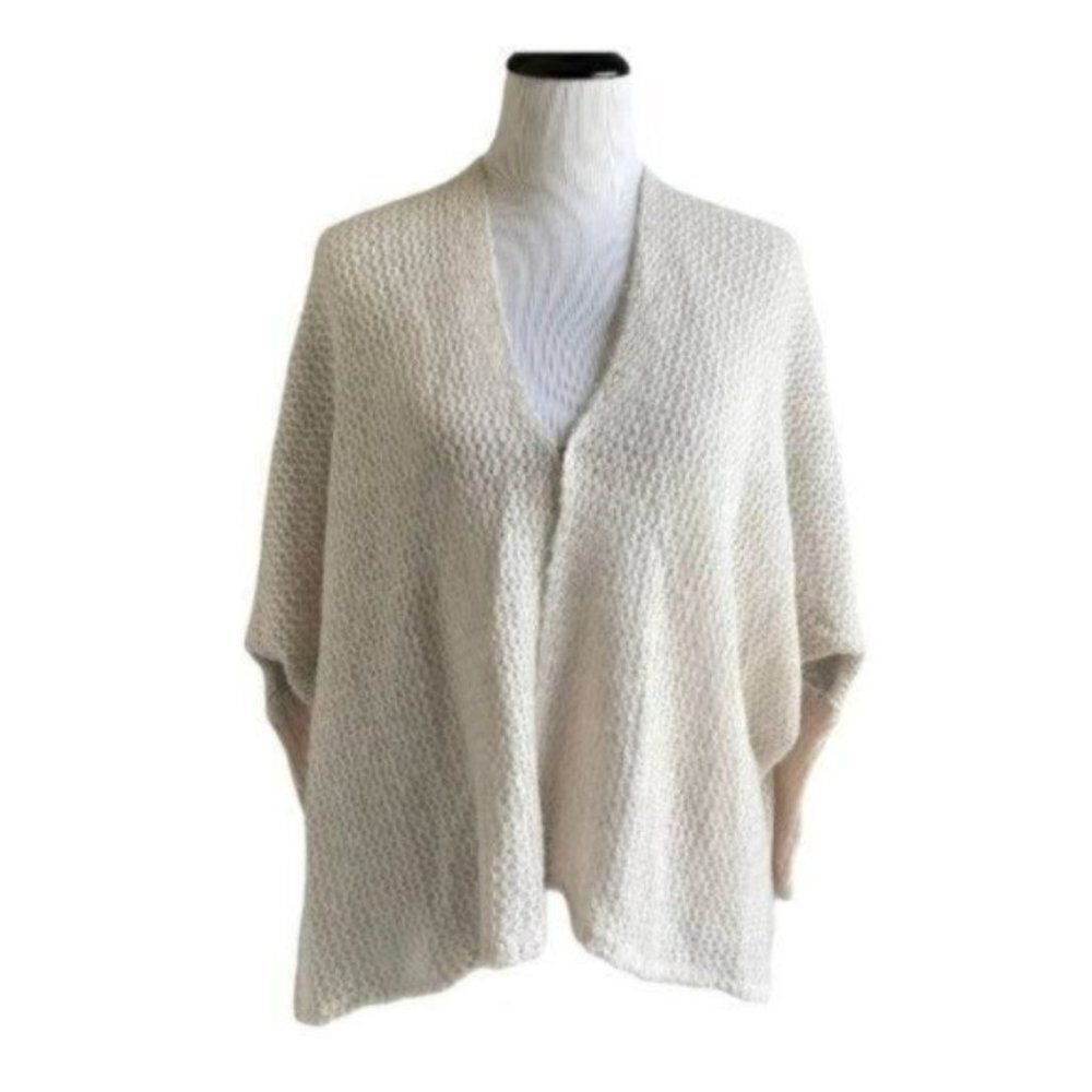 Free People Alpaca Wool Lace Back Oversized Ivory Cardigan XS